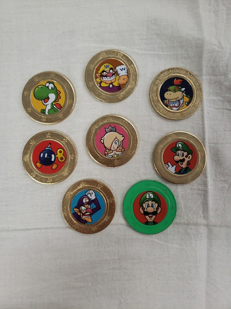 Super Mario Frankford Collectible Coins OPENED SET OF 8 INCLUDING 1 RARE COIN