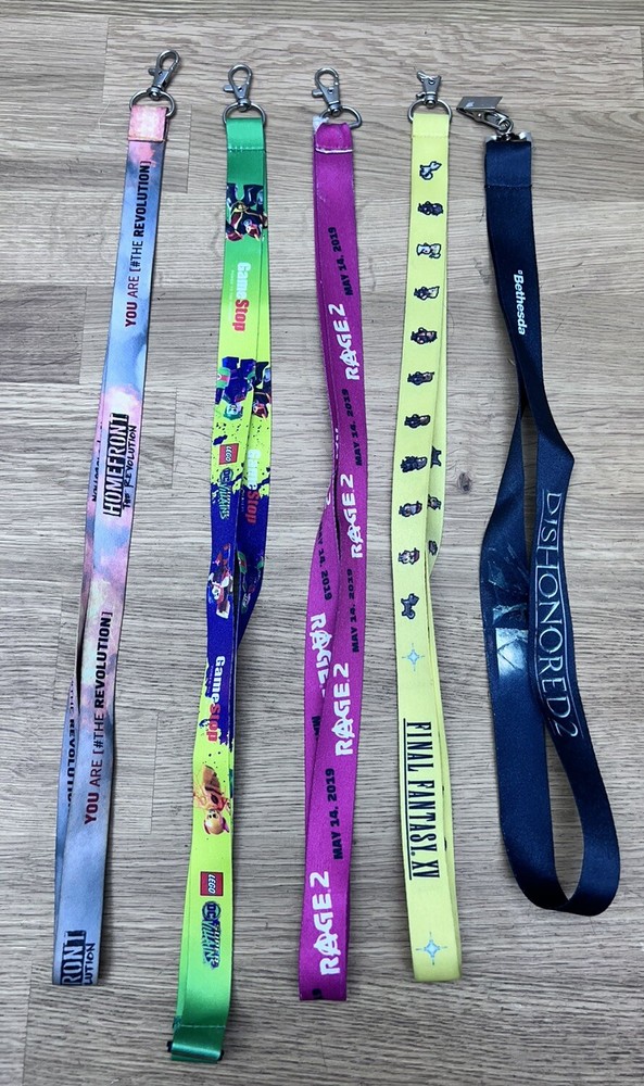 LOT 5 Video Game Lanyards Rage 2 GameStop DC Villains Final Fantasy Dishonored