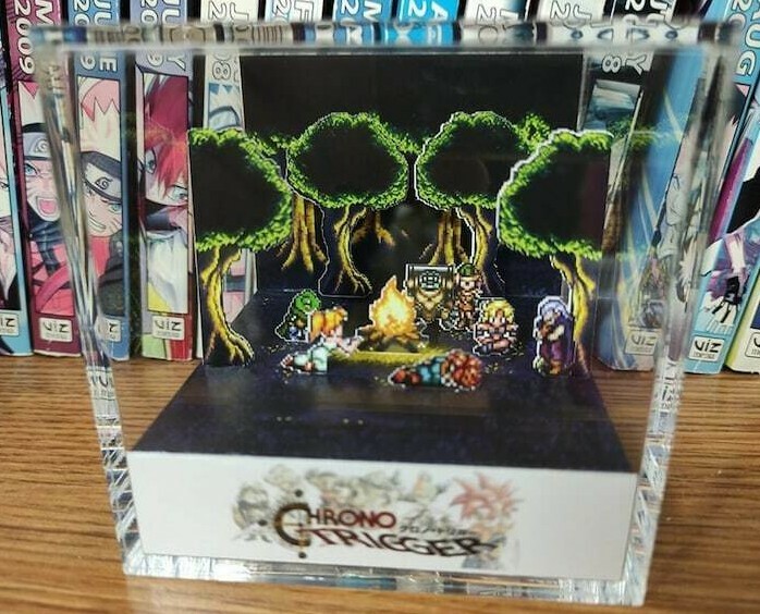 Chrono Trigger Campfire Handmade Diorama – Gameboy / Retro Gaming Cube – Fanart