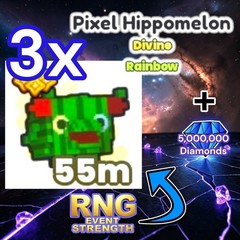 3x Rainbow Pixel Hippomelon (RNG Update) + 5 Million Diamonds. PS99
