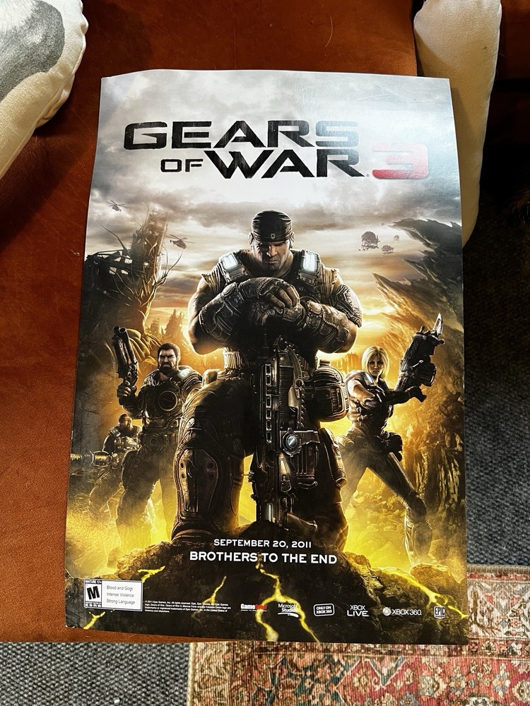 Gears Of War 3 GameStop Promo Poster RARE 2011
