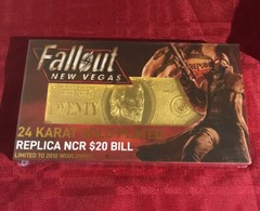 Fallout 76 New Vegas Replica NCR 24k Gold Plated Currency + Stand