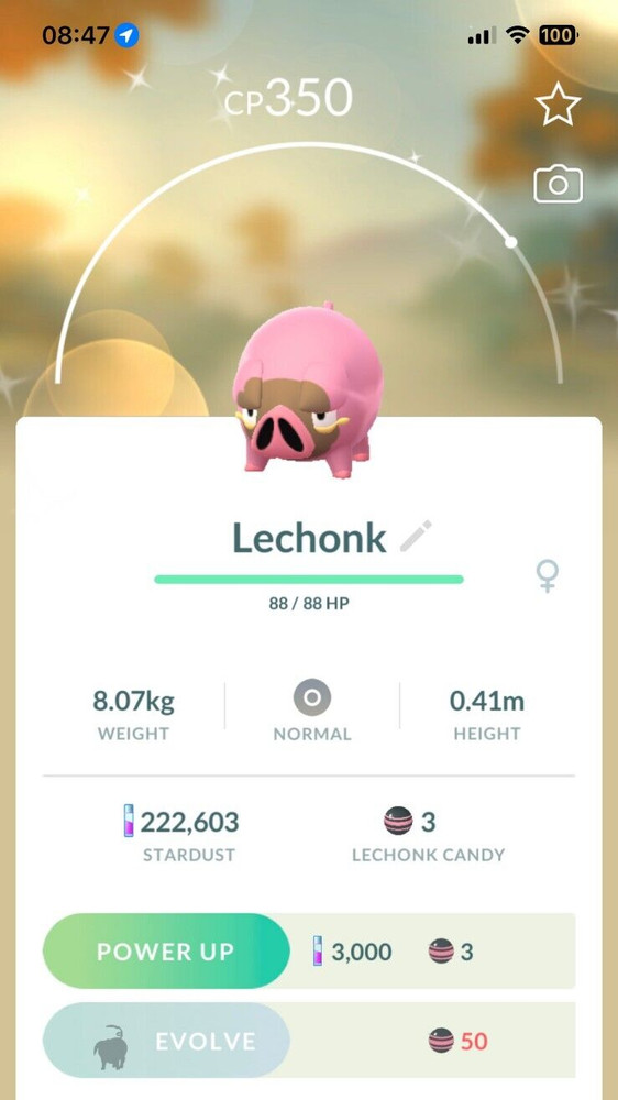 Shiny Lechonk Female – TRADE 20kStardust – Read Description