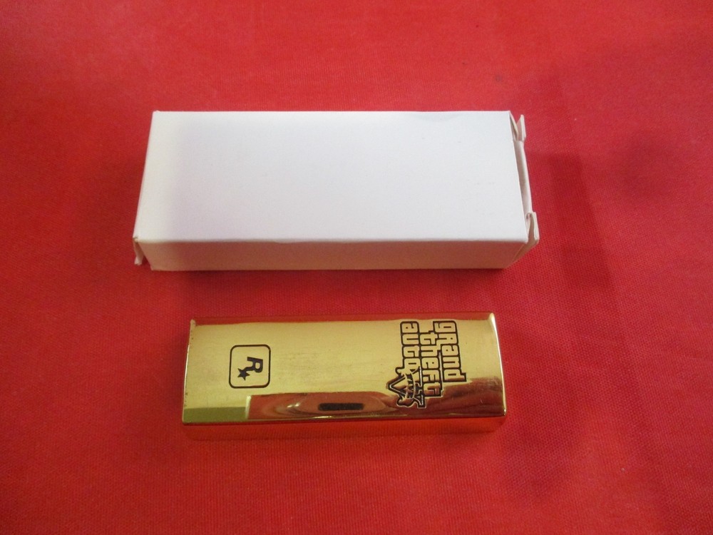 Grand Theft Auto V Playstation Xbox Rockstar Promo Gold Bar USB Flash Drive